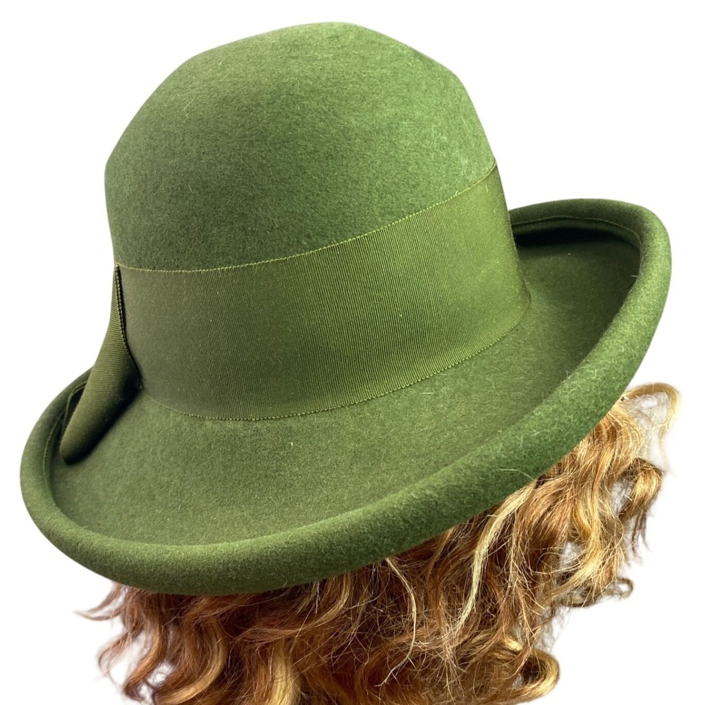 Vintage Glenover Fawn Tra Felt Hat Womens Small Bowler Wool Mod Fashion Church - Picture 3 of 10